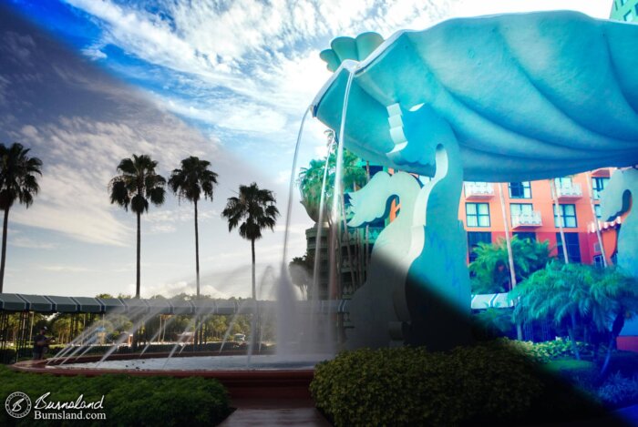 Walt Disney World Dolphin fountain before and after processing.