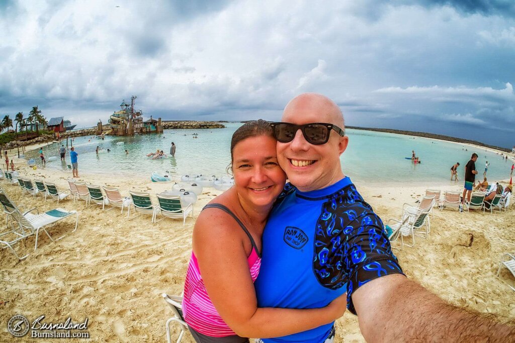 Laura and Steve at Castaway Cay on a Disney Cruise