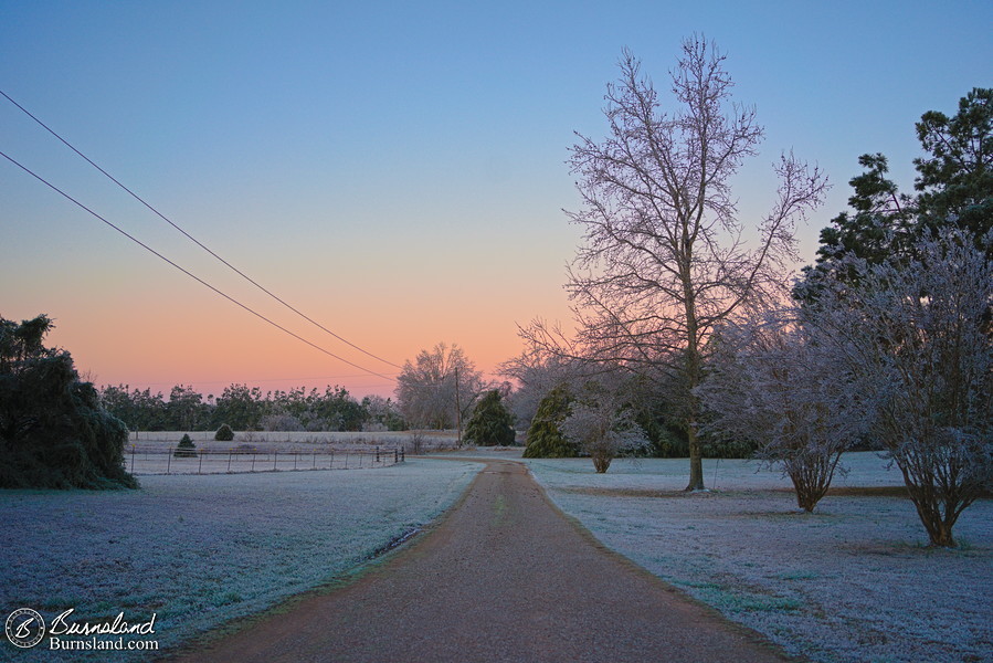 Winter ice down the driveway